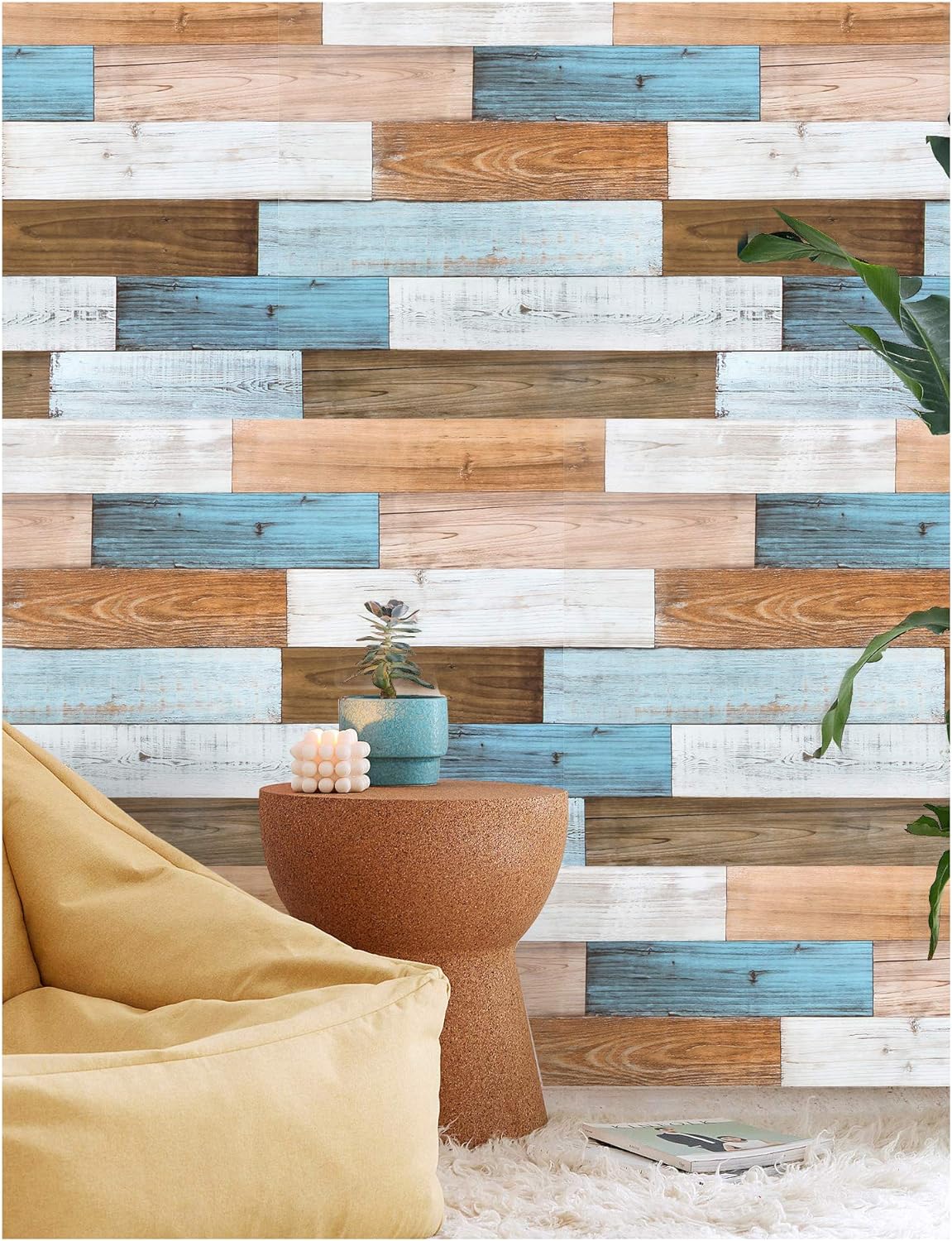 HaokHome 92057 Peel and Stick Wood Removable Wallpaper 17.7"x 9.8ft